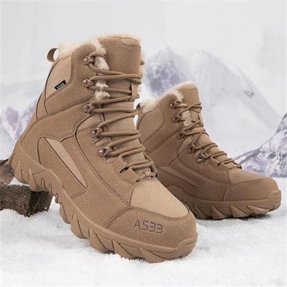 Men\'s Winter Snow Boots Waterproof Fur Lined Anti Slip Ankle Boots, Brown main image 7